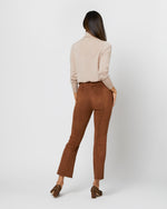 Load image into Gallery viewer, Faye Flare Cropped Seamed Pant in Cognac Vegan Suede

