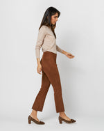 Load image into Gallery viewer, Faye Flare Cropped Seamed Pant in Cognac Vegan Suede
