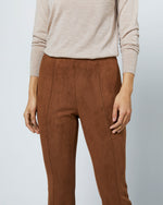 Load image into Gallery viewer, Faye Flare Cropped Seamed Pant in Cognac Vegan Suede
