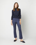 Load image into Gallery viewer, Faye Flare Cropped Seamed Pant in Navy Vegan Suede
