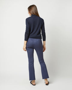 Faye Flare Cropped Seamed Pant in Navy Vegan Suede