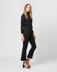 Faye Flare Cropped Seamed Pant in Black Vegan Suede
