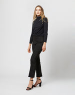 Load image into Gallery viewer, Faye Flare Cropped Seamed Pant in Black Vegan Suede
