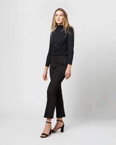 Faye Flare Cropped Seamed Pant in Black Vegan Suede