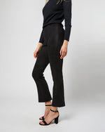 Load image into Gallery viewer, Faye Flare Cropped Seamed Pant in Black Vegan Suede
