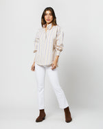 Load image into Gallery viewer, Anaya Popover Shirt in Taupe/White Multi Stripe Poplin
