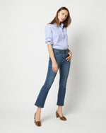 Load image into Gallery viewer, Flare Cropped 5-Pocket Jean in 5-Year Indigo Stretch Denim
