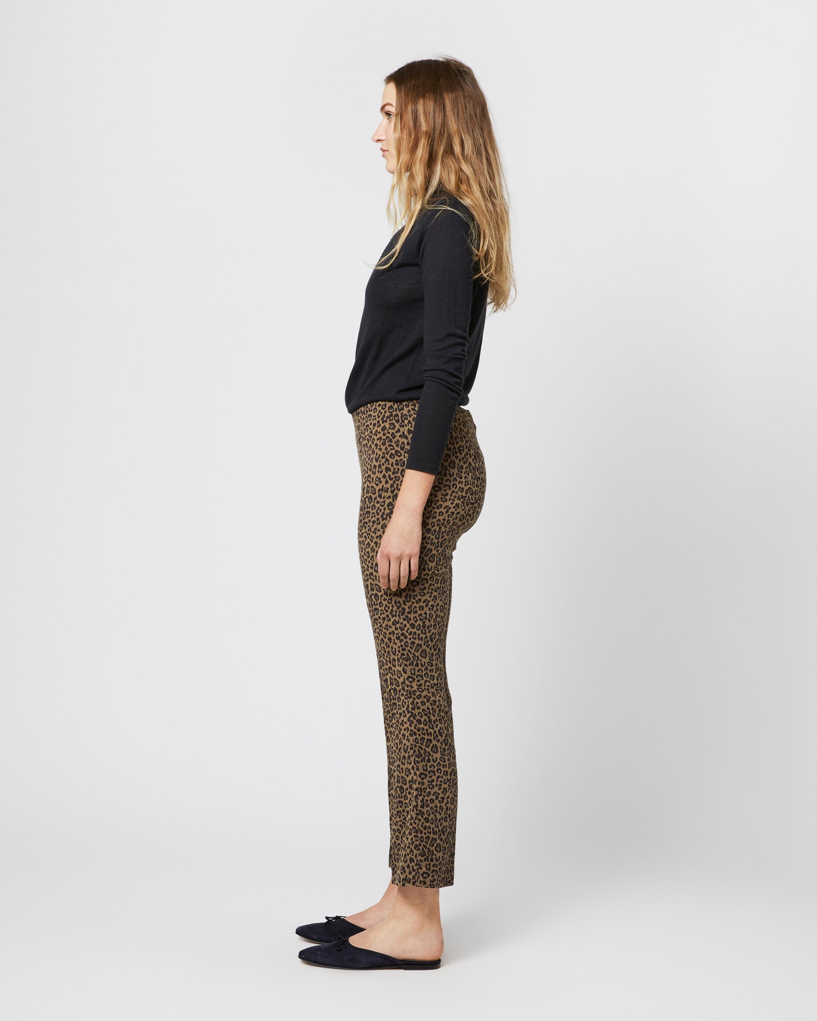 Faye Flare Cropped Pant in Olive Leopard