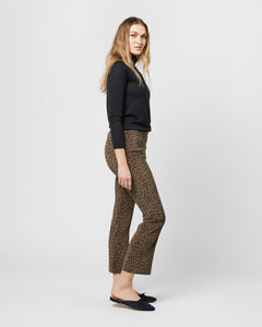 Faye Flare Cropped Pant in Olive Leopard