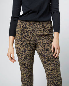 Faye Flare Cropped Pant in Olive Leopard