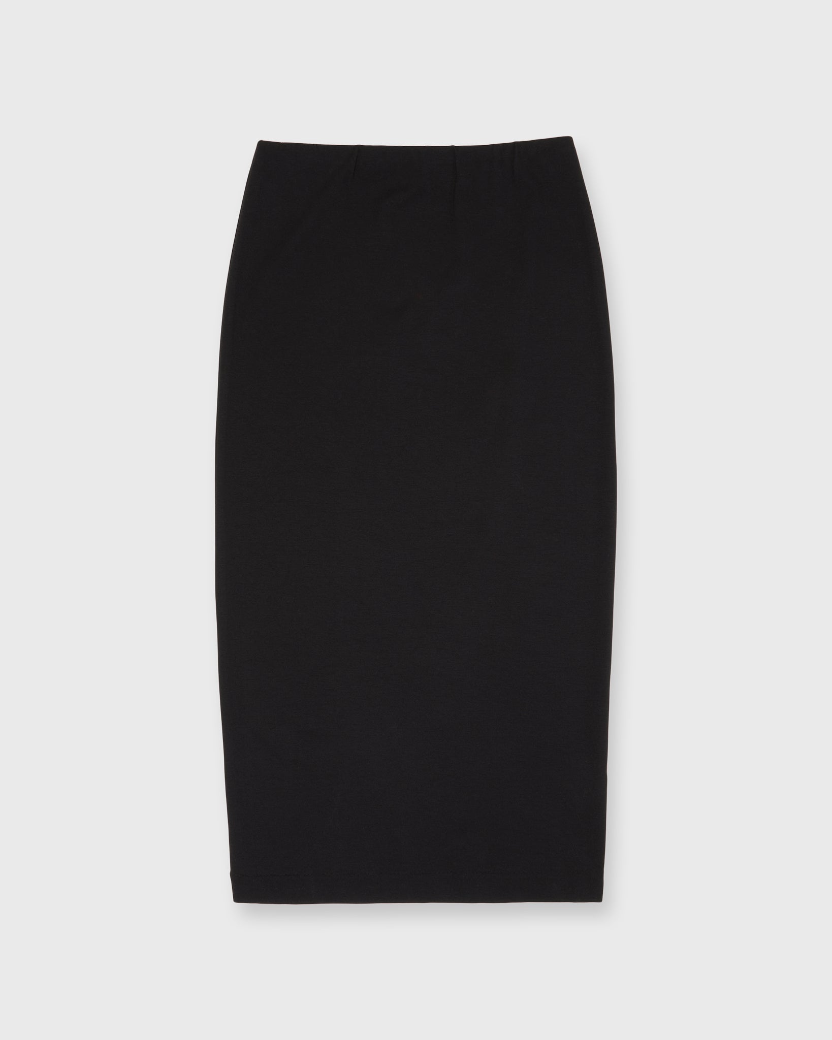 Long Pull-On Skirt in Black Ponte Knit
