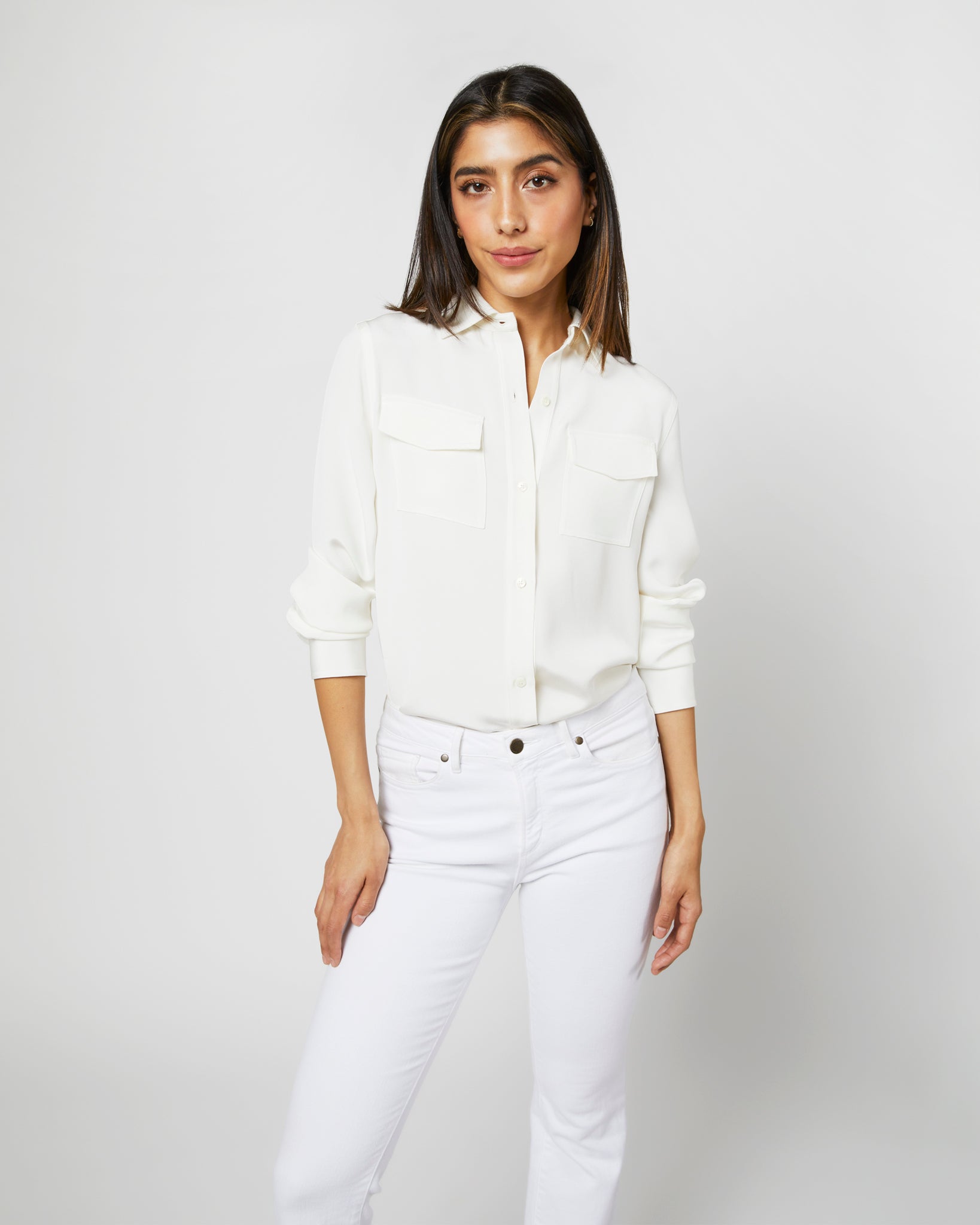 Hannah Blouse in Ivory Silk Crepe de Chine