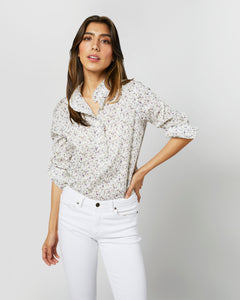 Frill Shirt in Ivory/Lavender Emma Victoria Liberty Fabric