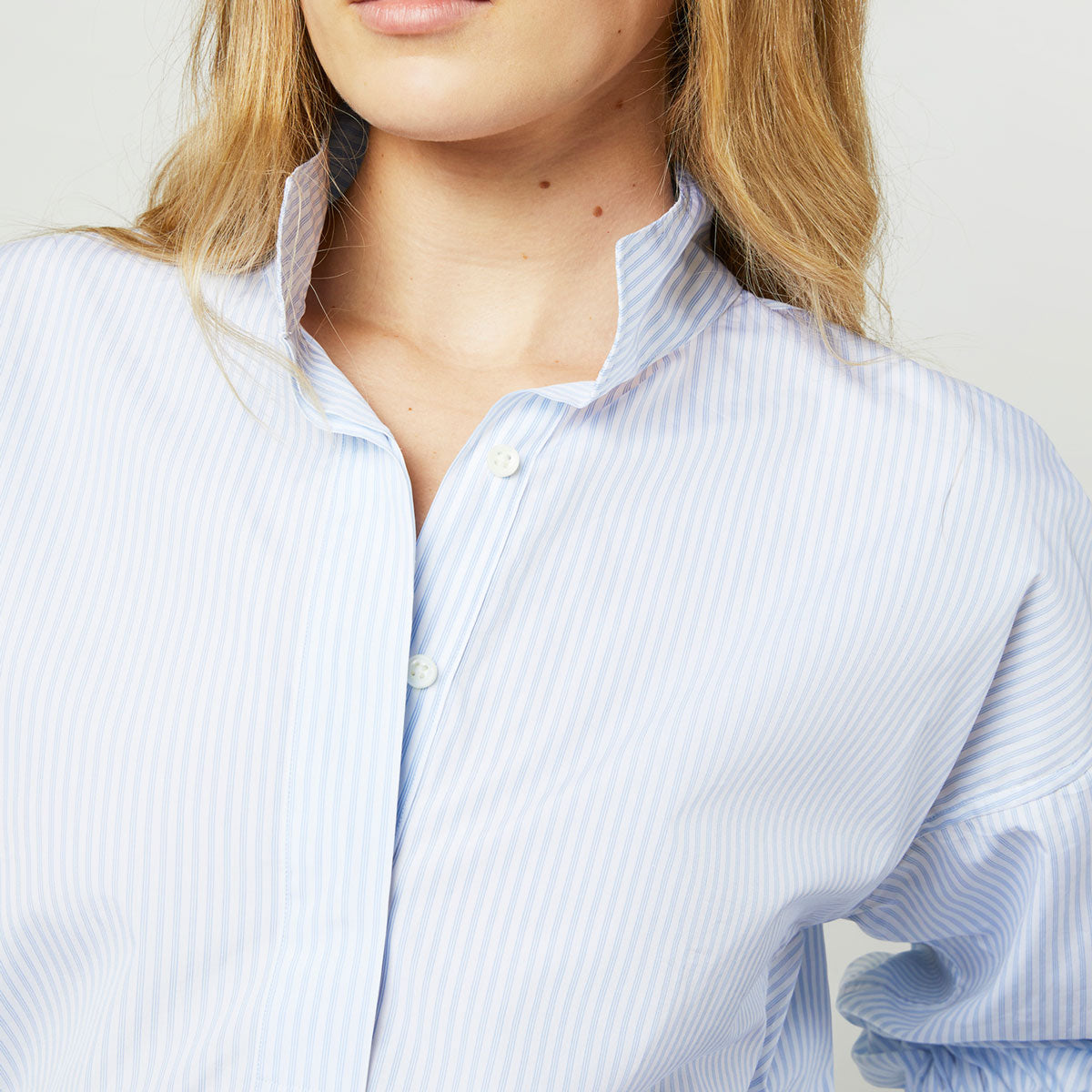 Made-to-Order Fabric in Light Blue Stripe Poplin