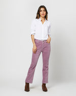 Load image into Gallery viewer, Flare Cropped 5-Pocket Jean in Lavender Stretch Velveteen

