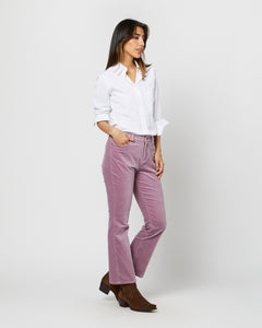 Flare Cropped 5-Pocket Jean in Lavender Stretch Velveteen
