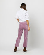 Load image into Gallery viewer, Flare Cropped 5-Pocket Jean in Lavender Stretch Velveteen
