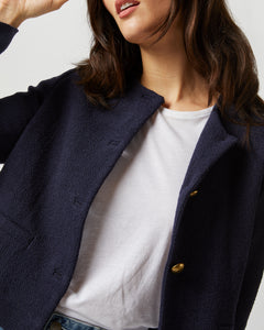 Megan Cardigan Jacket in Navy Bouclé Tweed