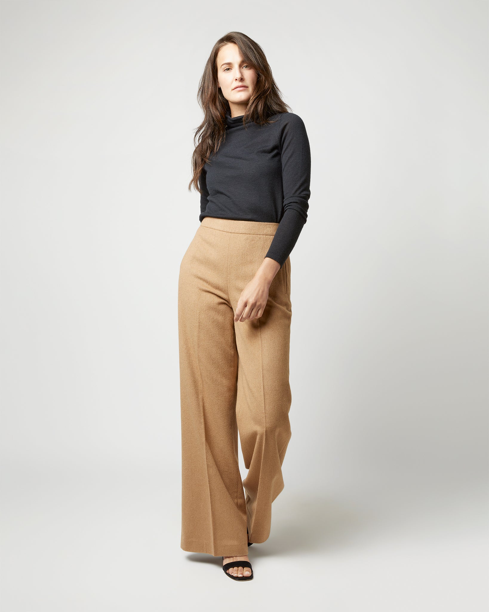 Hutton Pant in Camel Hair Flannel | Shop Ann Mashburn