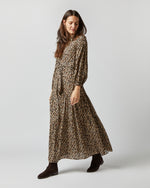 Load image into Gallery viewer, Isla Shirtdress in Camel/Black Painterly Leopard Crepe de Chine
