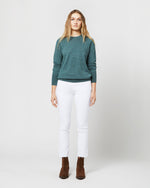 Load image into Gallery viewer, Cydney Boyfriend Crewneck Sweater in Heather Pine Cashmere
