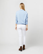 Load image into Gallery viewer, Cydney Johnny-Collar Sweater in Pale Heather Blue Cashmere
