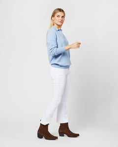 Cydney Johnny-Collar Sweater in Pale Heather Blue Cashmere