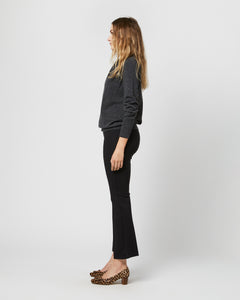 Cydney Johnny-Collar Sweater in Charcoal Cashmere