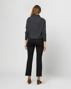 Cydney Johnny-Collar Sweater in Charcoal Cashmere