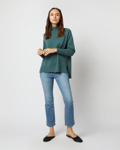 Marie Funnel-Neck Sweater in Heather Pine Cashmere