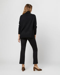 Marie Funnel-Neck Sweater in Black Cashmere