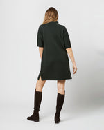 Load image into Gallery viewer, Rowan Short-Sleeved Funnel-Neck Dress in Bottle Green Merino Wool
