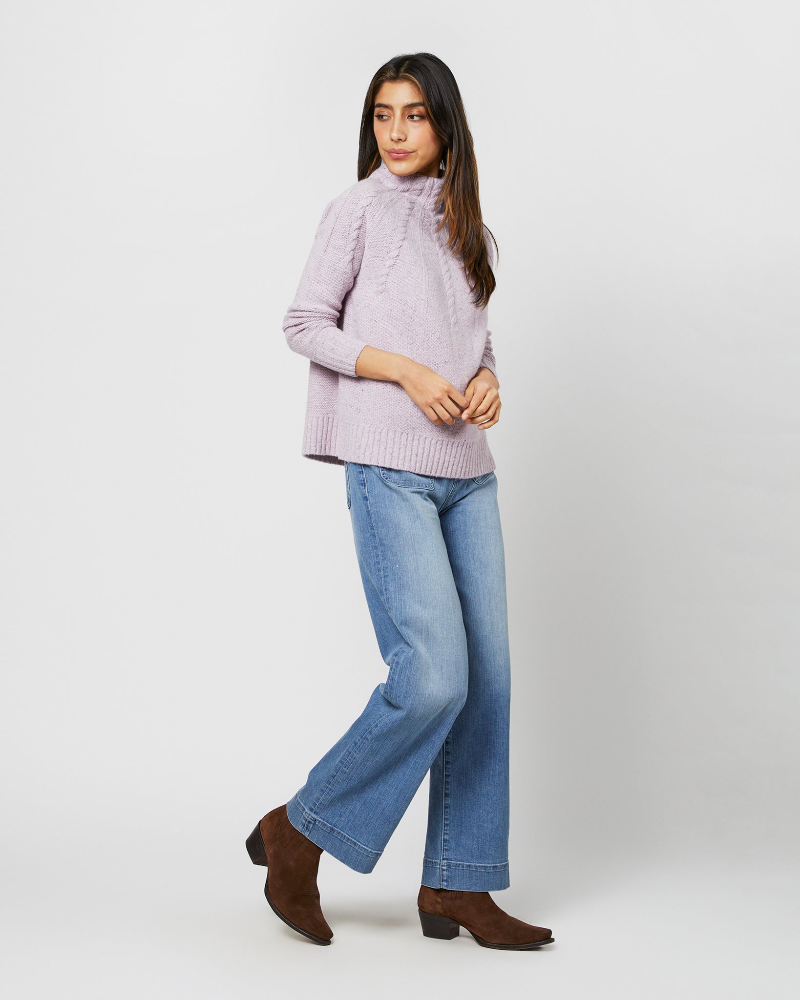 Elsey Funnel-Neck Sweater in Blossom Cashmere