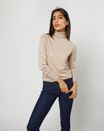 Load image into Gallery viewer, Alida Turtleneck Sweater in Heather Oatmeal Cashmere
