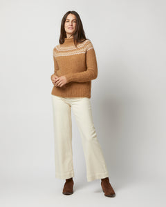 Marge Fairisle Sweater in Camel Brushed Wool/Alpaca Blend
