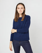 Load image into Gallery viewer, Eli Mid-Gauge Crewneck Sweater in Bright Navy Cashmere
