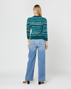 Giselle Fairisle Sweater in Cedar/Blue Multi Merino Wool