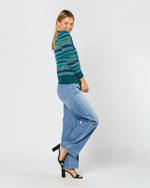 Load image into Gallery viewer, Giselle Fairisle Sweater in Cedar/Blue Multi Merino Wool

