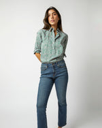 Load image into Gallery viewer, Tomboy Popover Shirt in Green/Rose Poppy Day Liberty Fabric

