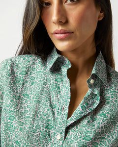 Tomboy Popover Shirt in Green/Rose Poppy Day Liberty Fabric