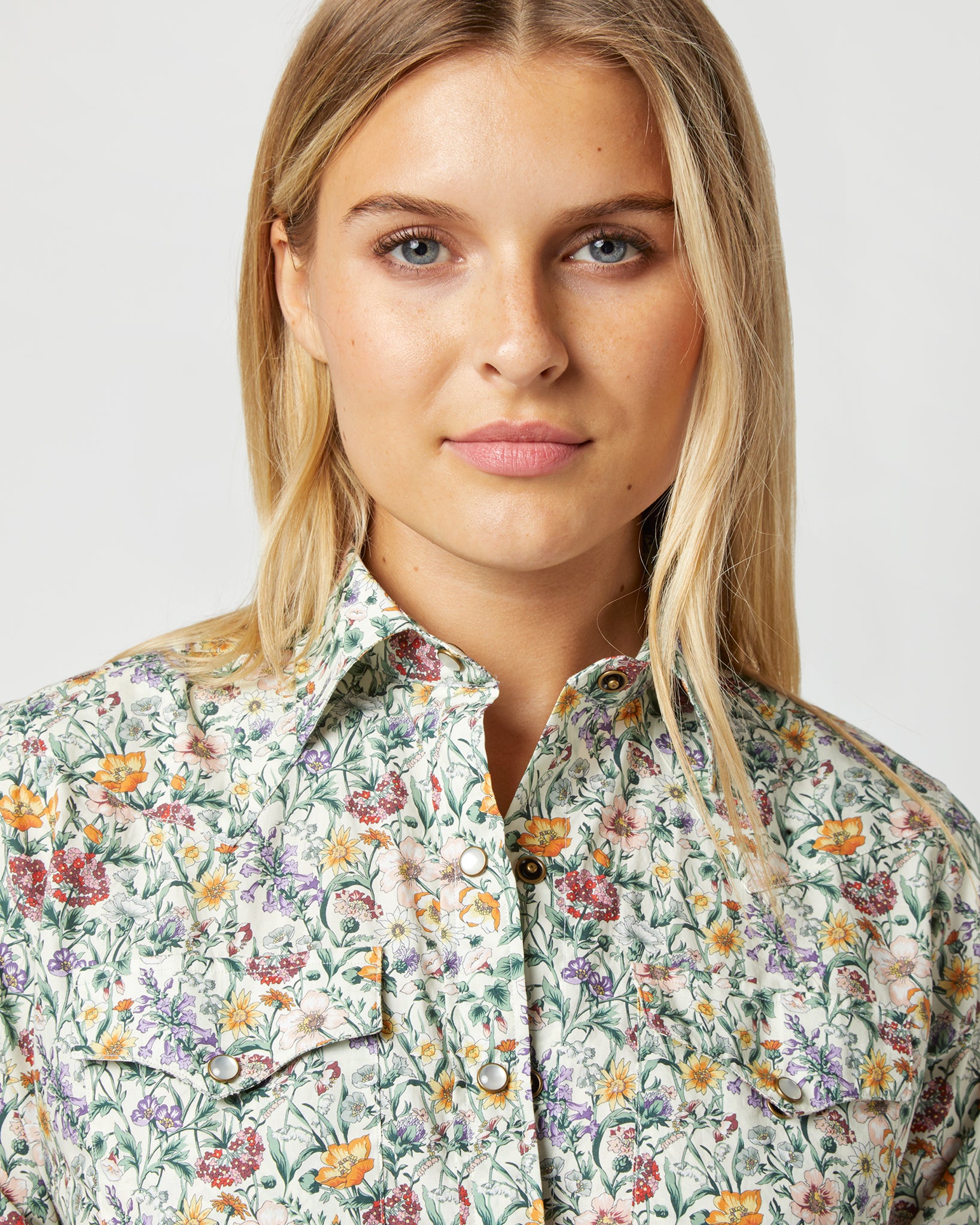 Western Shirt in Ivory Multi Rachel Liberty Fabric