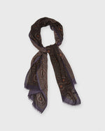 Load image into Gallery viewer, Wool/Cashmere Print Scarf in Eggplant/Olive/Cream Medallion

