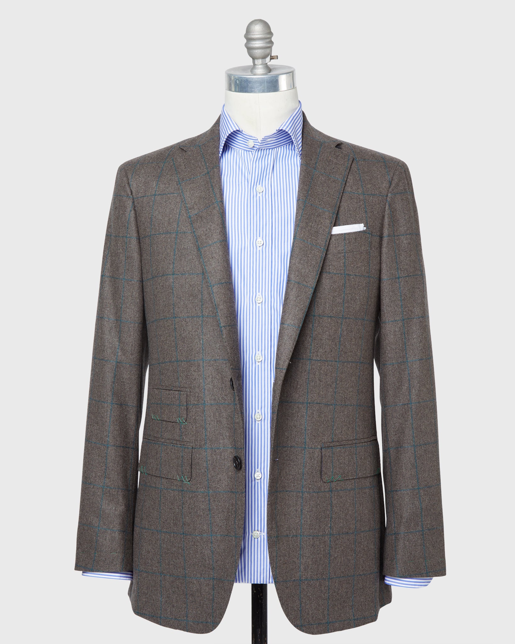 Virgil No. 3 Suit in Brown/Bluegrass Windowpane Flannel