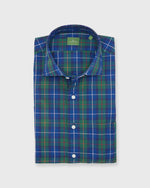 Load image into Gallery viewer, Spread Collar Sport Shirt in Green/Blue/Yellow Plaid Poplin
