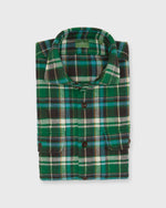 Load image into Gallery viewer, Band-Hem Work Shirt in Green/Brown/Sky Plaid Twill
