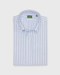 Button-Down Sport Shirt in Sky/Navy Stripe Oxford