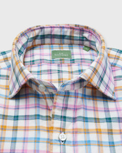 Spread Collar Sport Shirt in Pink/Scotch/Glacier Brushed Twill