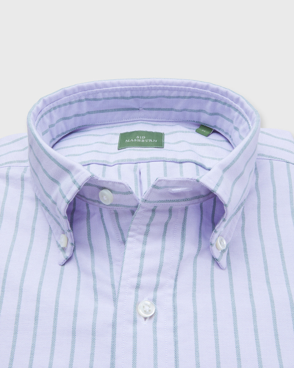 Button-Down Sport Shirt in Lavender/Hunter Wide Stripe Oxford | Shop ...