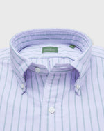Load image into Gallery viewer, Button-Down Sport Shirt in Lavender/Hunter Wide Stripe Oxford
