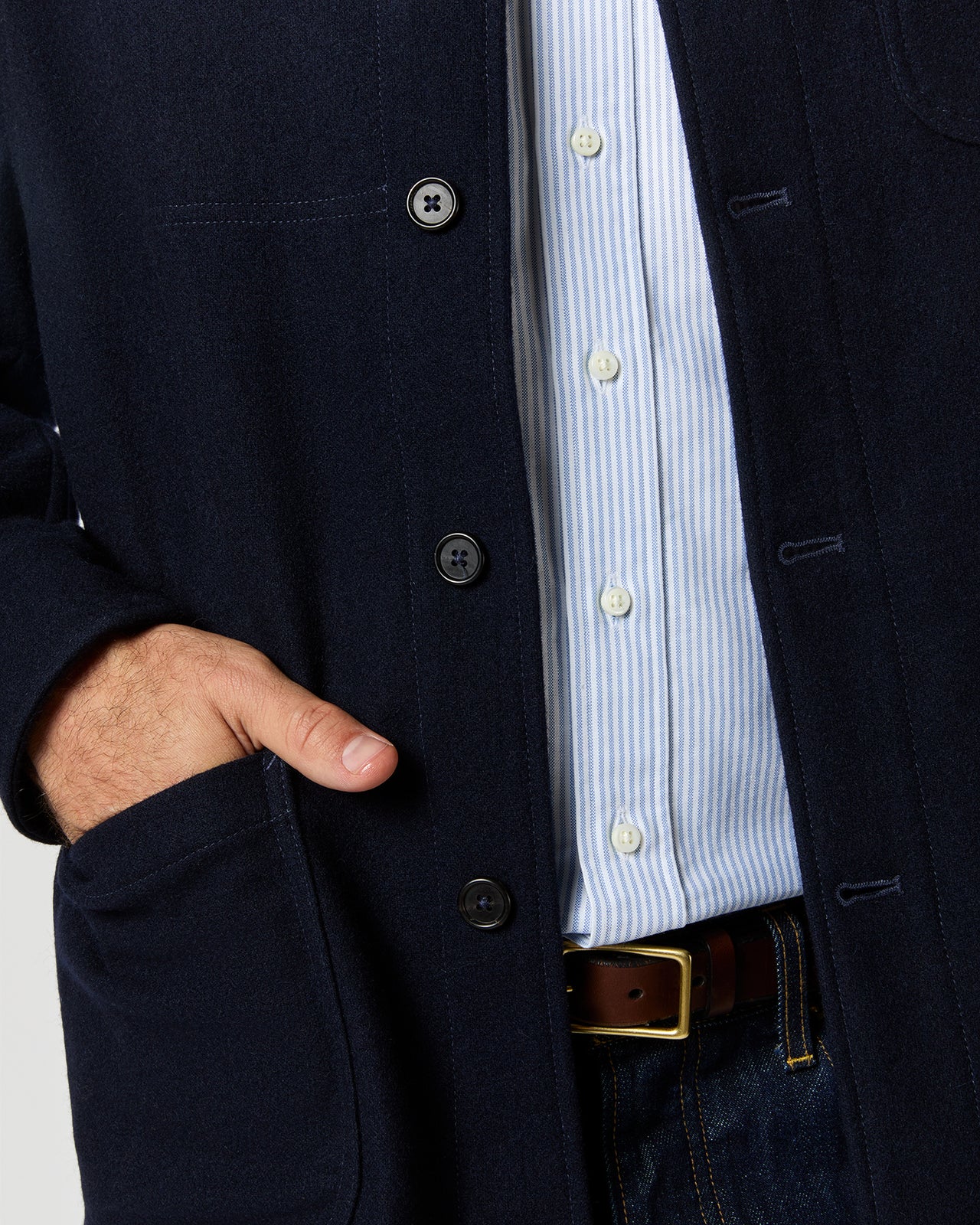 Chore Jacket in Navy Wool Melton